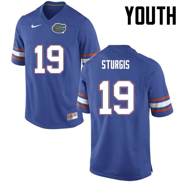 Youth NCAA Florida Gators Caleb Sturgis #19 Stitched Authentic Nike Blue College Football Jersey VLF8165VX